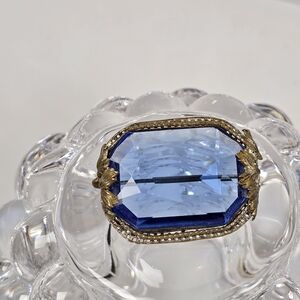 Art Deco Blue Czech Glass Brooch